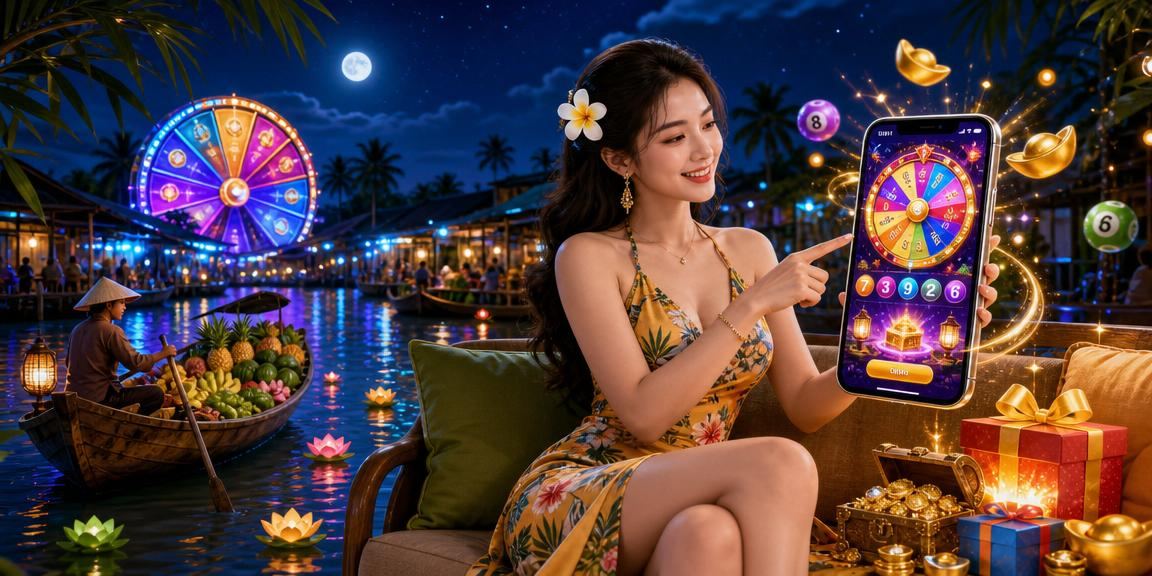 Hình ảnh roulette phong cách Việt Nam tại vùng sông Mekong với không khí giải trí đặc trưng
